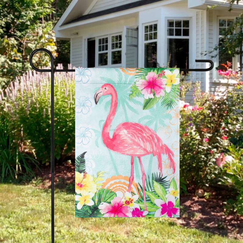 Tropical Flamingo Spring Outdoor Garden Flag 18" x 12.5"