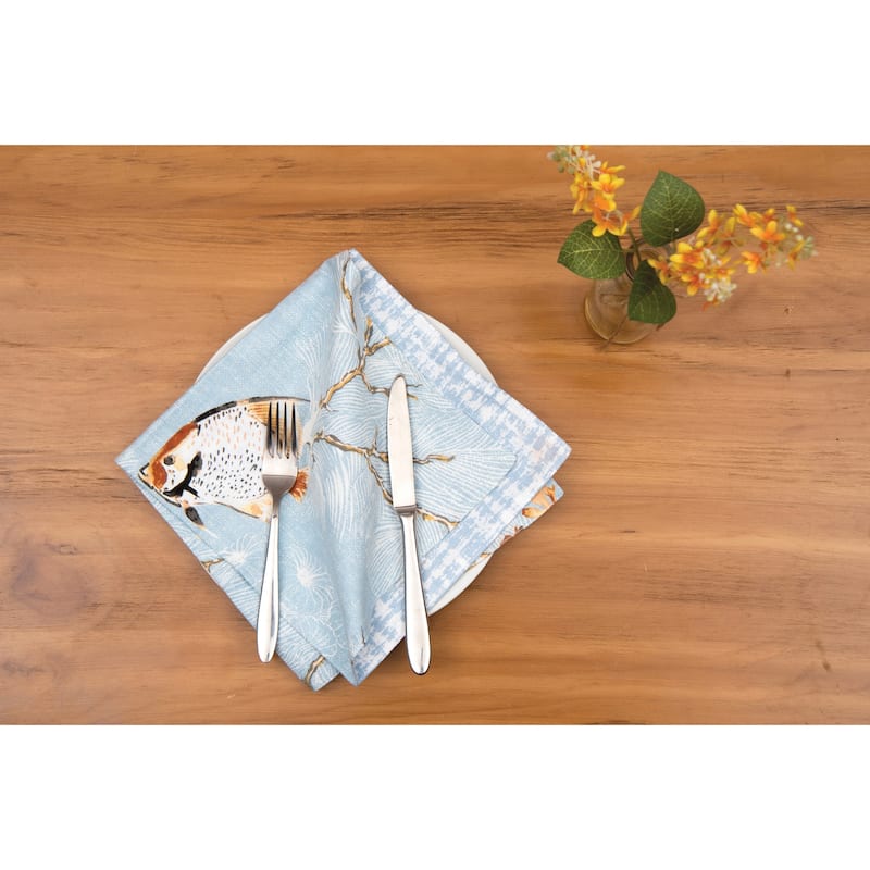 Meraki Island Reversible Blue Coastal Napkin Set of 6 - Set of 6