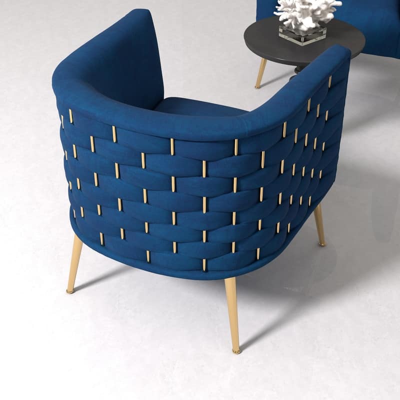 SEYNAR Mid-Century Modern Velvet Round Accent Chair for Living Room