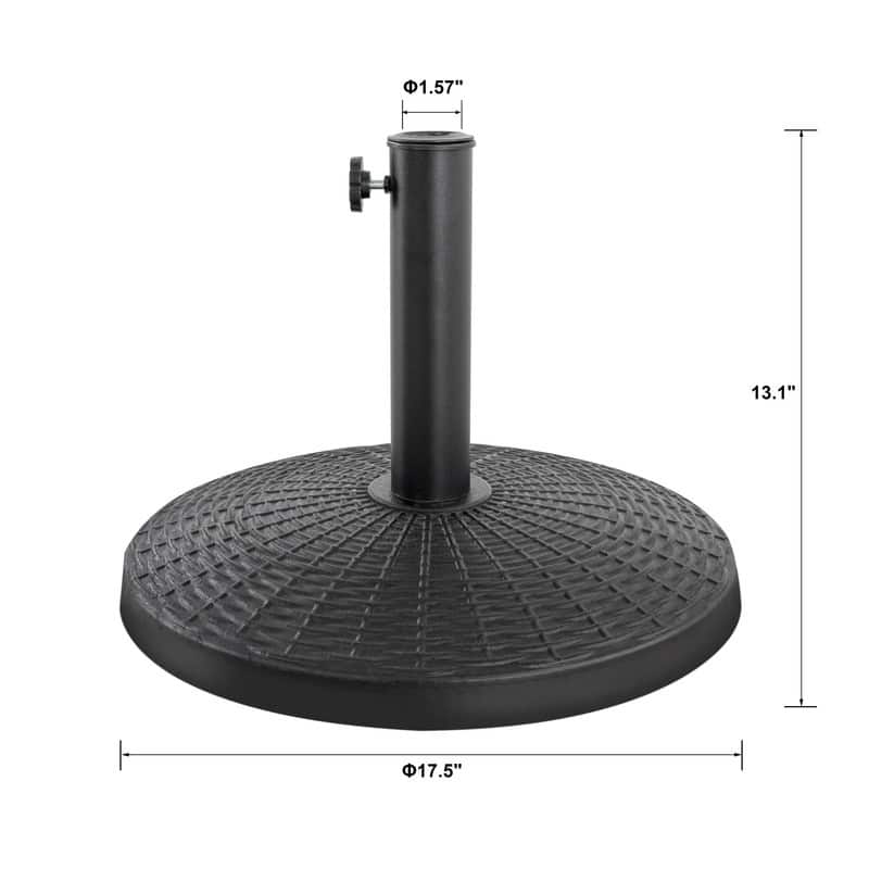 Outdoor Round Black Patio Umbrella Base, Resin and Concrete