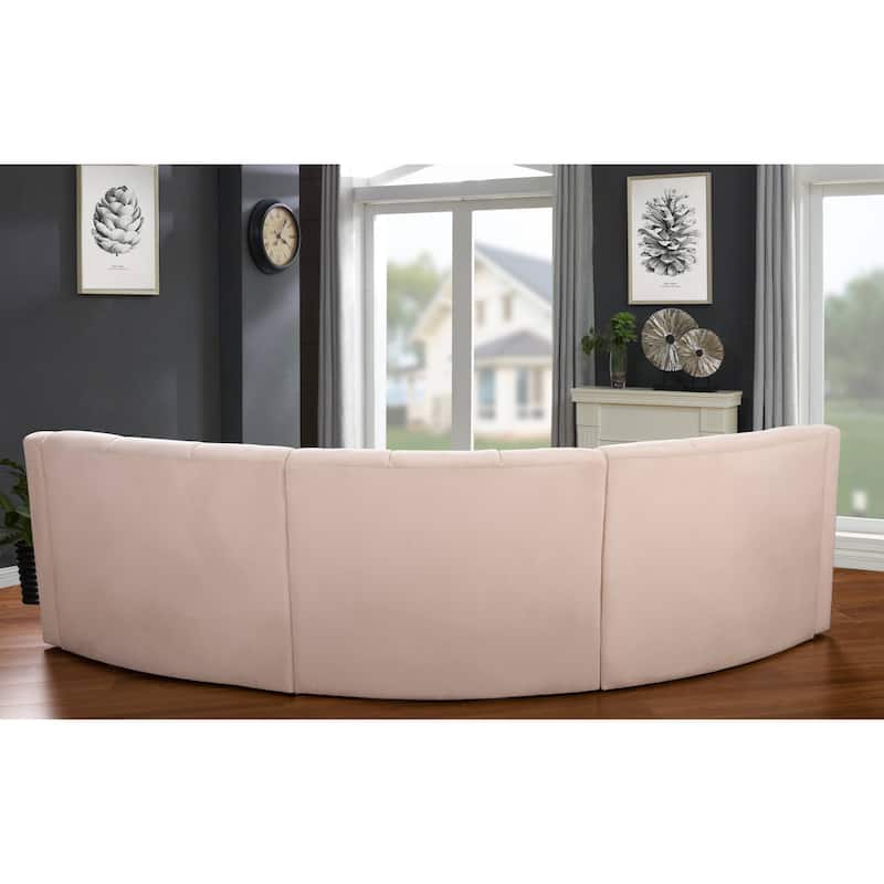 Velvet Curved sofa 3 Seats Symmetrical Modular legless sofa Corner Sectional Round couches - 127''