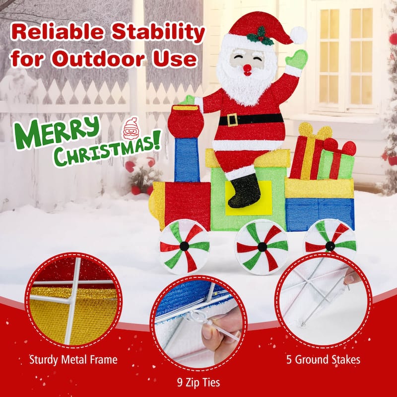 Costway Lighted Santa on Train Christmas Decoration with LED Lights - as pic shows - See Details