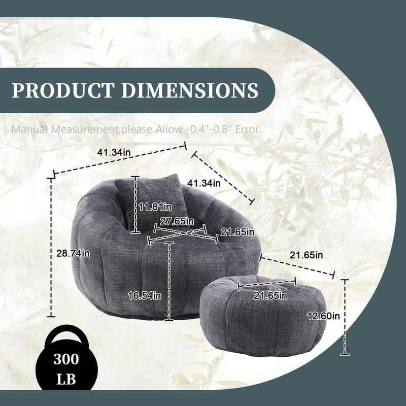 HOMEFUN Cozy Beanbag Sofa With Memory Foam Filler, Oversized Round Sofa