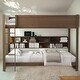preview thumbnail 2 of 13, Queen over Queen Guardrails Bunk Bed with 6 Storage Cabinets and 2 Plug Outlets USB Ports