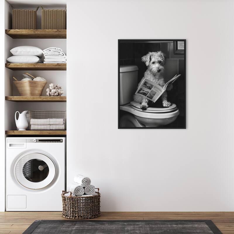 Good Boy Dog Toilet Art by Niky Rahner Framed Canvas Wall Art