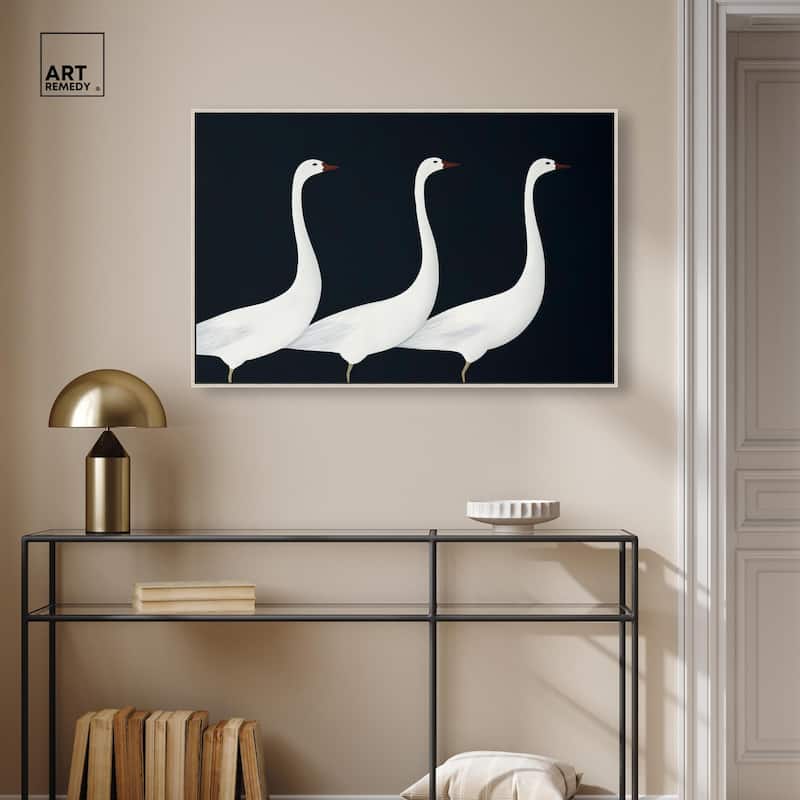 Trio of Swans Canvas by Art Remedy