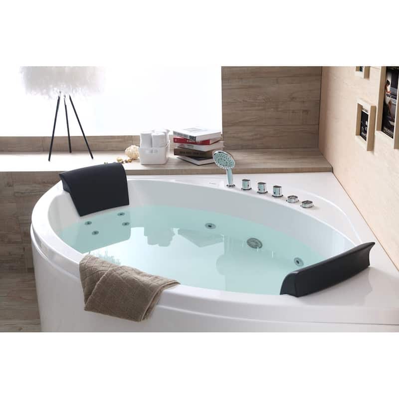 EAGO AM200 5-foot Rounded Modern Double-seat Corner Whirlpool Bathtub