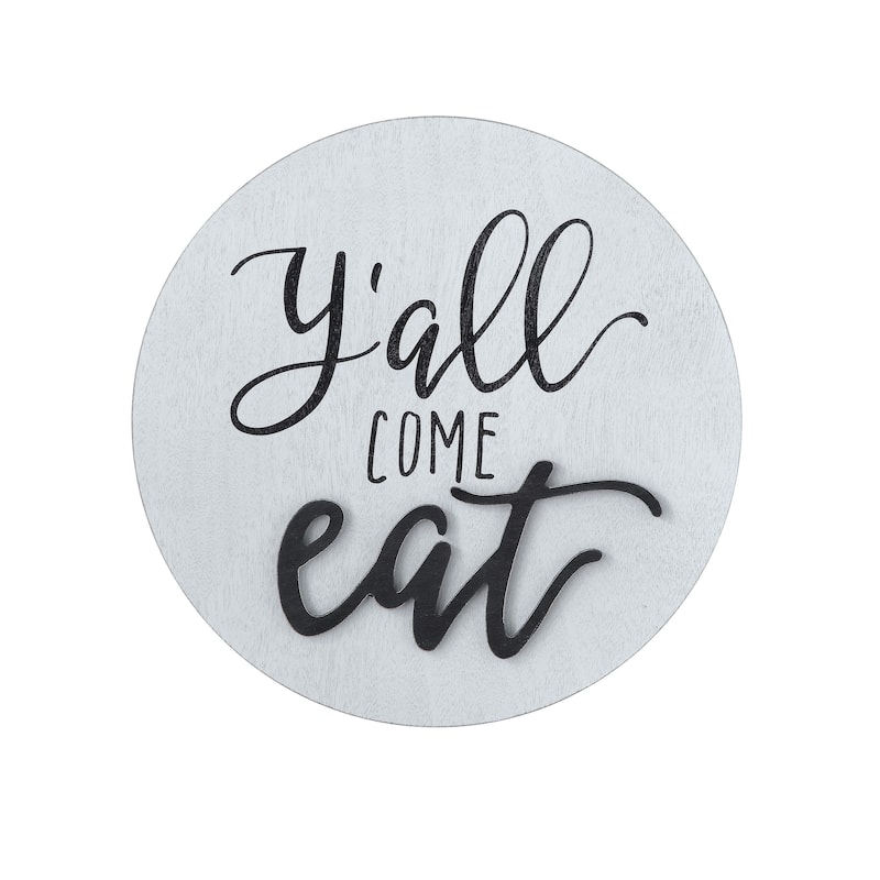 "Y'all Come Eat" Square Pine Wood Wall Décor - 16 x 16