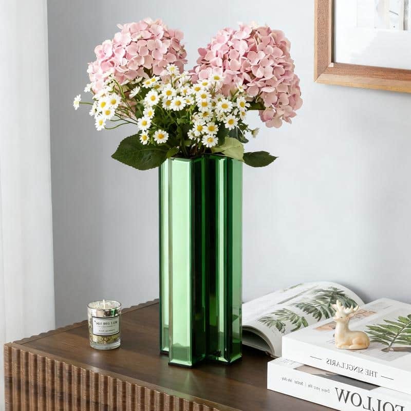 X-Shaped Handmade Mirrored Glass Table Vase