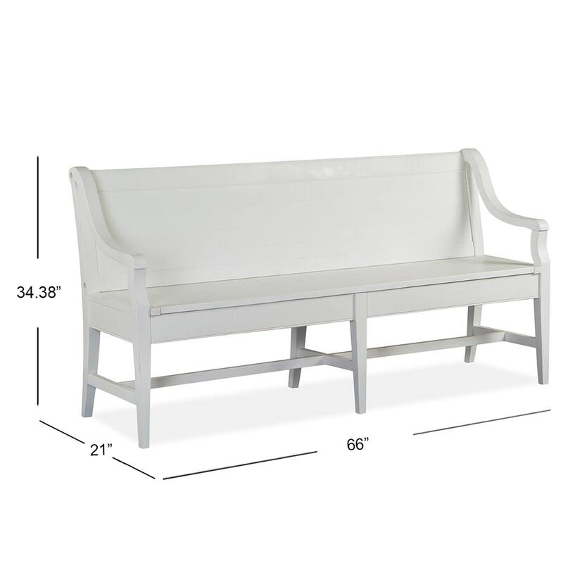 Magnussen Home Heron Cove Chalk White And Dovetail Grey Bench - 66''W x 21''D x 34.38''H