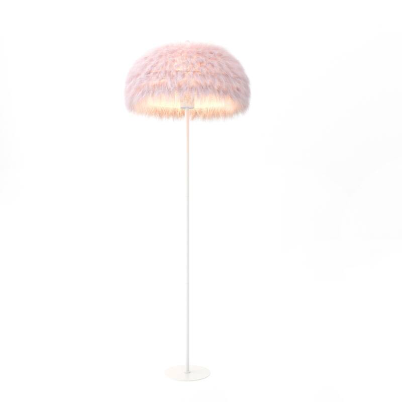 Acroma 63" Blush Pink Feather Floor Lamp with Dome Shade - 1-light