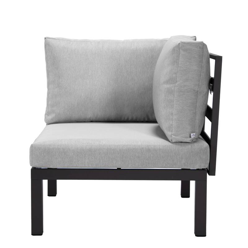 LeisureMod Hamilton 2-Piece Modern Corner Lounge Chair Loveseat - Polyester Upholstered Sofa for Patio Garden Porch Backyard
