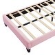 preview thumbnail 53 of 53, Twin/Full Size Upholstered Bed Frame, Flower-Shape Headboard with LED Light Strip, Sherpa Fabric Platform Bed