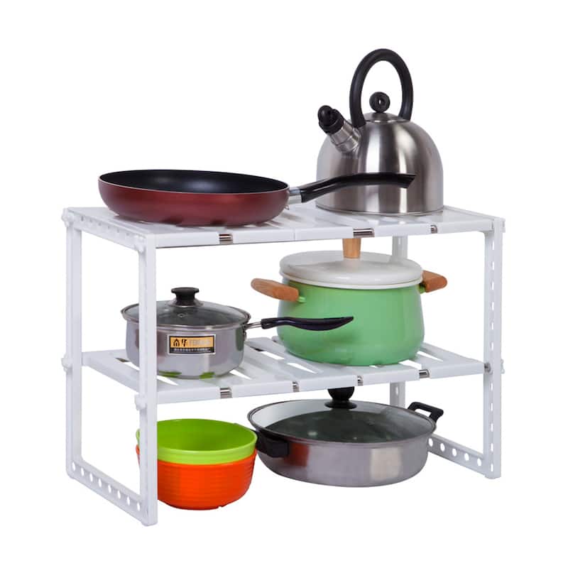 2-Tier Under Sink Rack Kitchen Shelf Organizer W/ Stainless Steel Tube