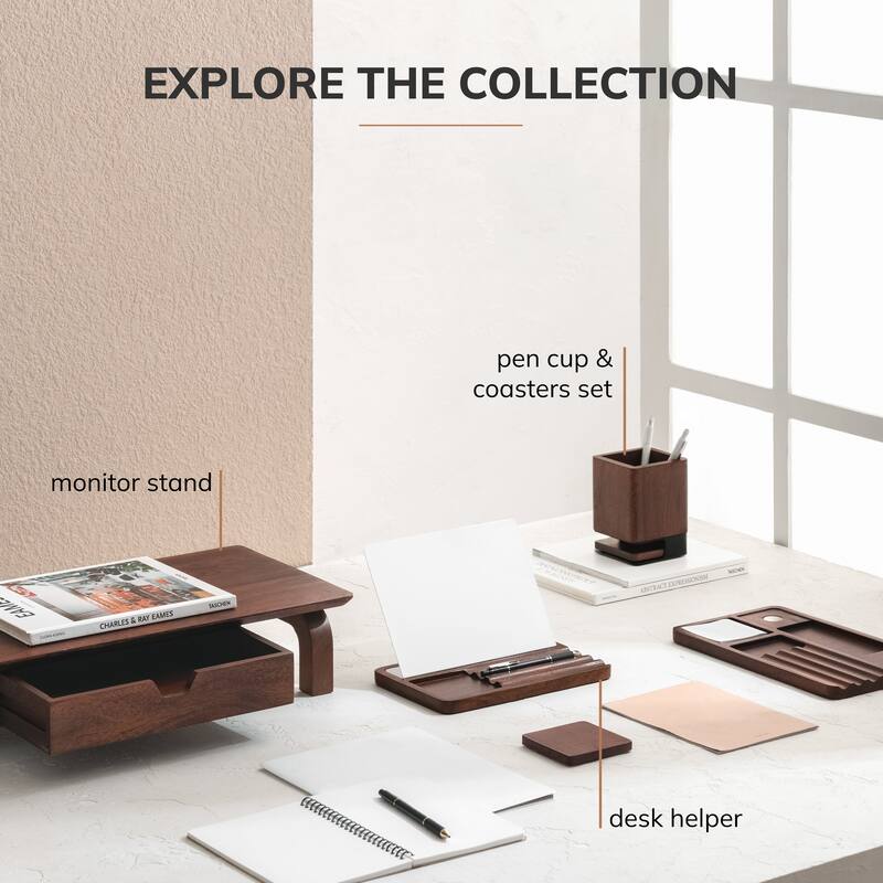 Jani Wooden Desk Organizer with Magnetic Whiteboard - Solid Wood, Hidden Storage & Anti-Skid Base for Home, Office & Workspaces