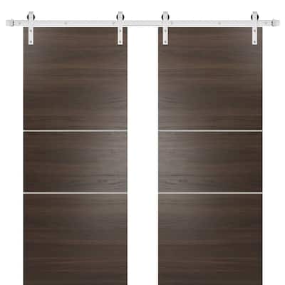 Sturdy Double Barn Door 36 x 80 with Planum 0110 Chocolate Ash with 13FT