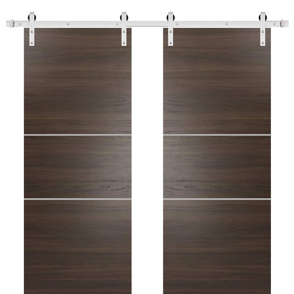 Sturdy Double Barn Door 36 x 80 with Planum 0110 Chocolate Ash with 13FT