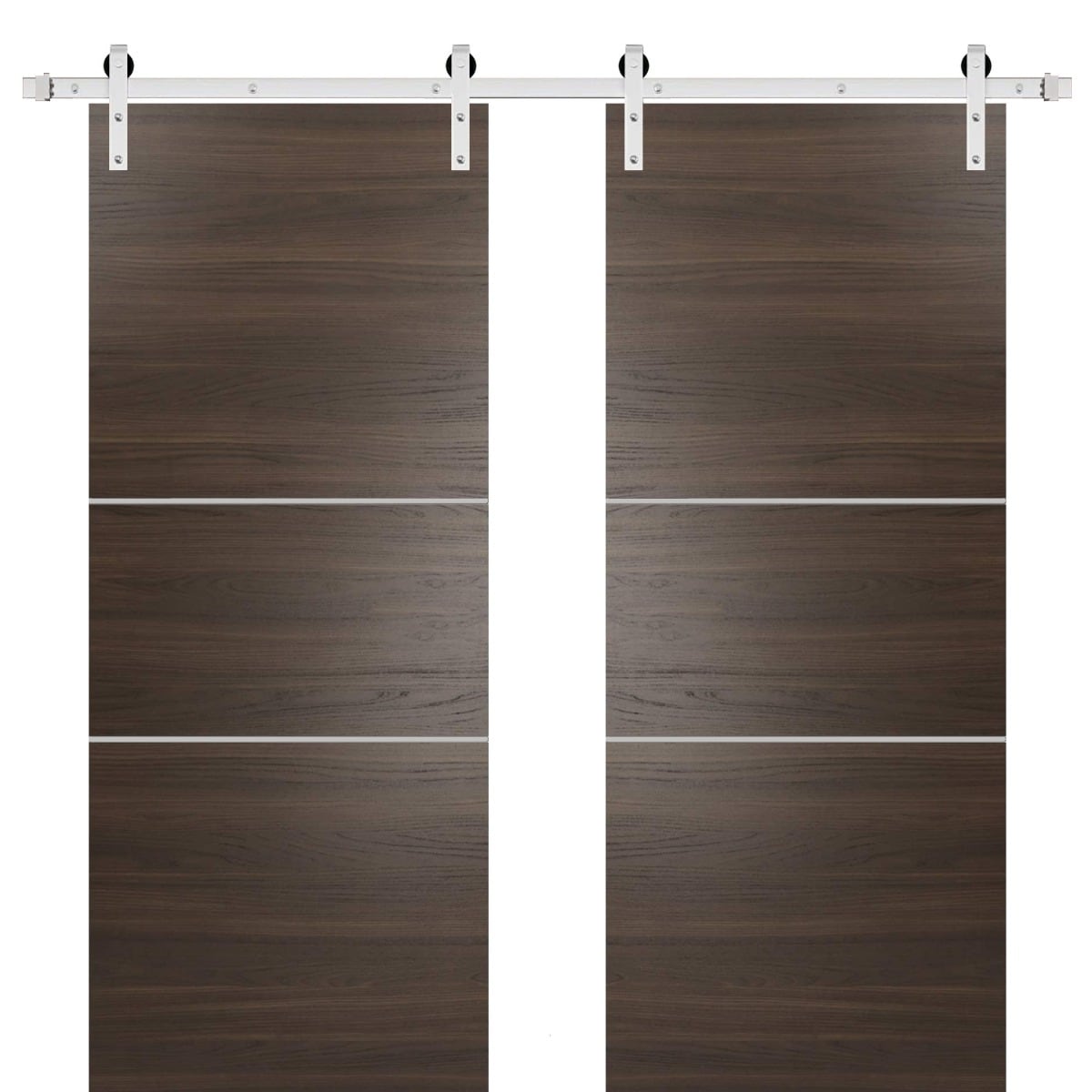 SartoDoors Planum 0110 | Closet Door Double Barn Door | Solid Wood | Hardware Set | 36x80, Chocolate Ash Bedroom Door