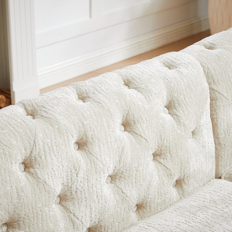 81.5" Chenille L-Shaped Sectional Sofa, 5-Seater Corner Couch with 3 Cushions