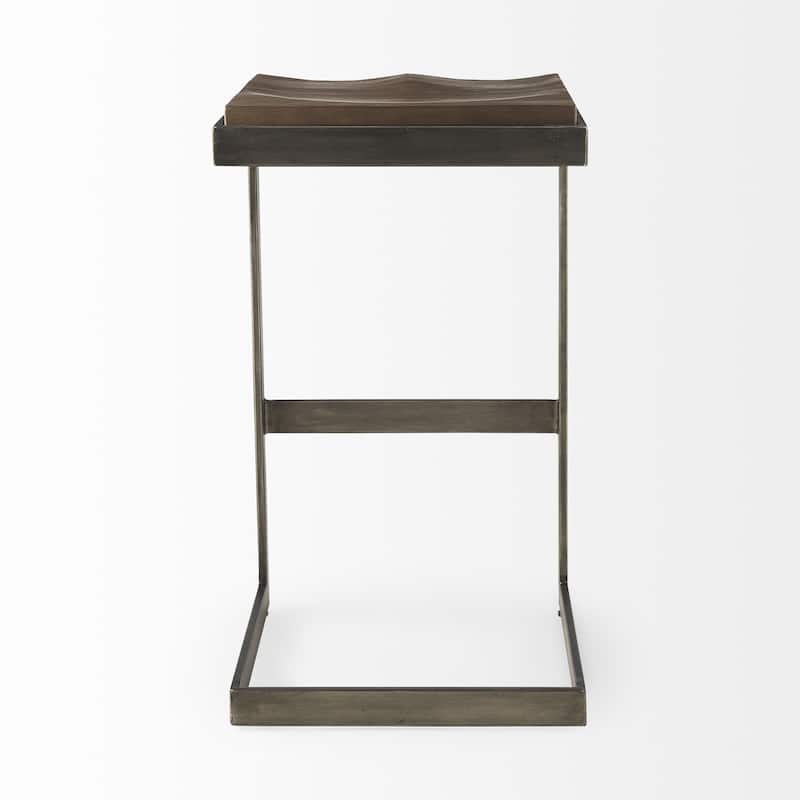 30” High Contemporary Bar Stool with Backless Wood Seat and Metal Legs for Dining Room - 30”H x 17”W x 18”D