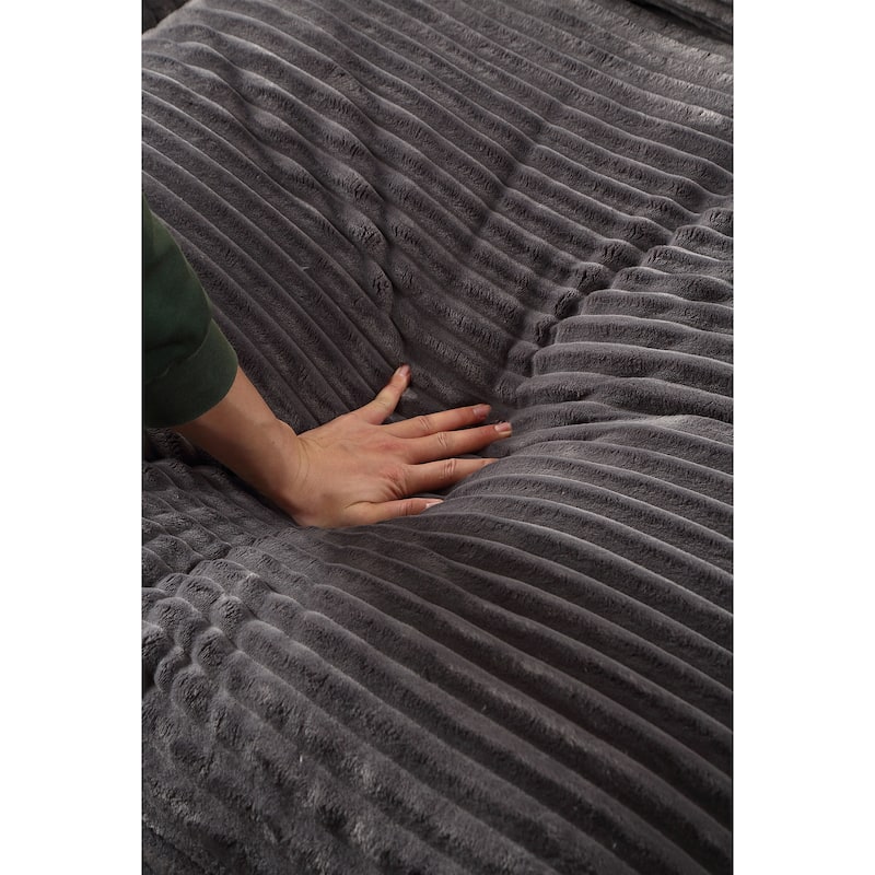 Corduroy Convertible Chair Bed with Removable Back Cushions (350lb)