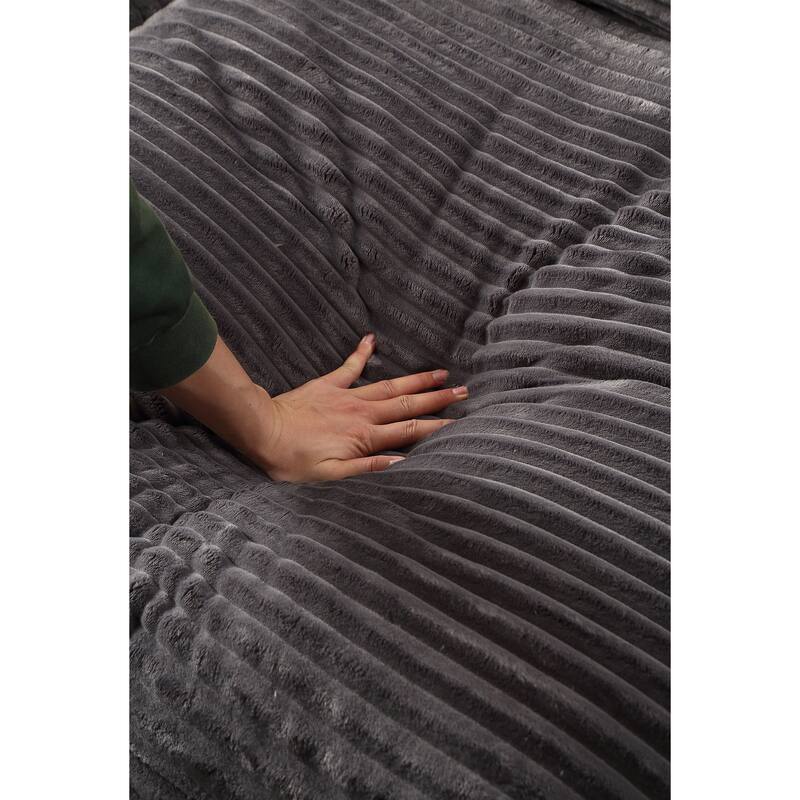 Corduroy Convertible Chair Bed with Removable Back Cushions and 350lb Capacity