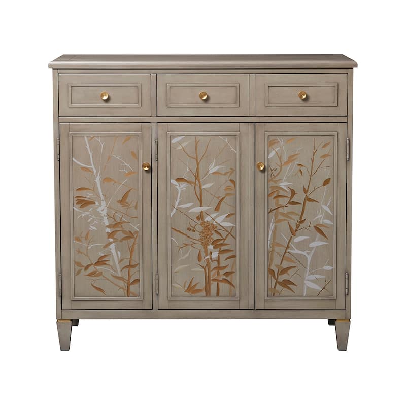 Dauphin Cashmere Grey Wood Hand Painted Entryway Storage Cabinet