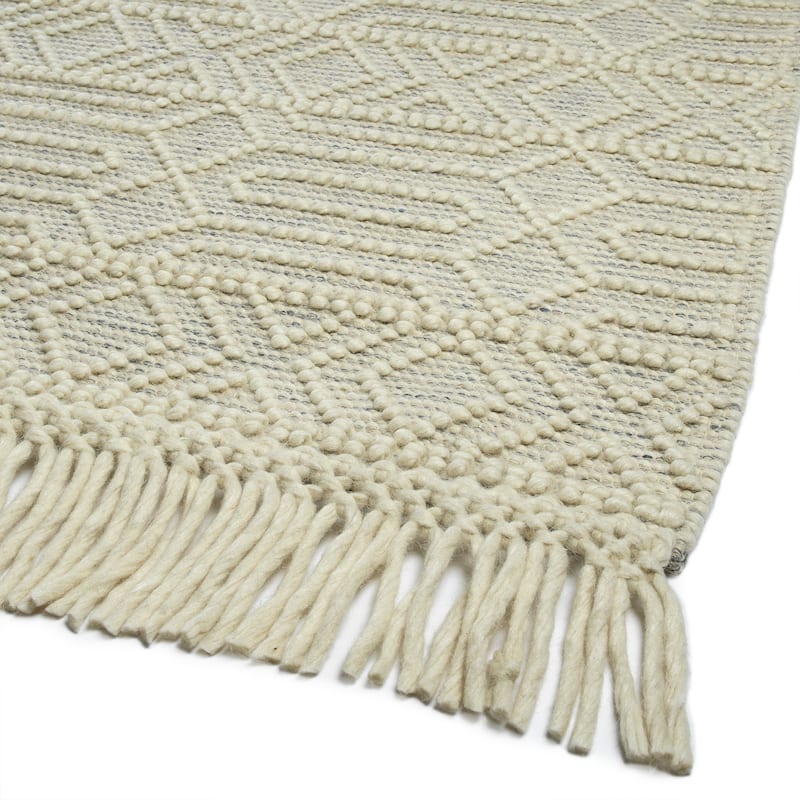 Mara Collection Ivory Square Indoor Throw Rug