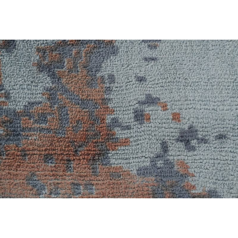 Hand Knotted Oriental Viscose Silk Carpet Modern Pictorial Multi-Colored Abstract Area Rug - 9' 11'' X 6' 5''