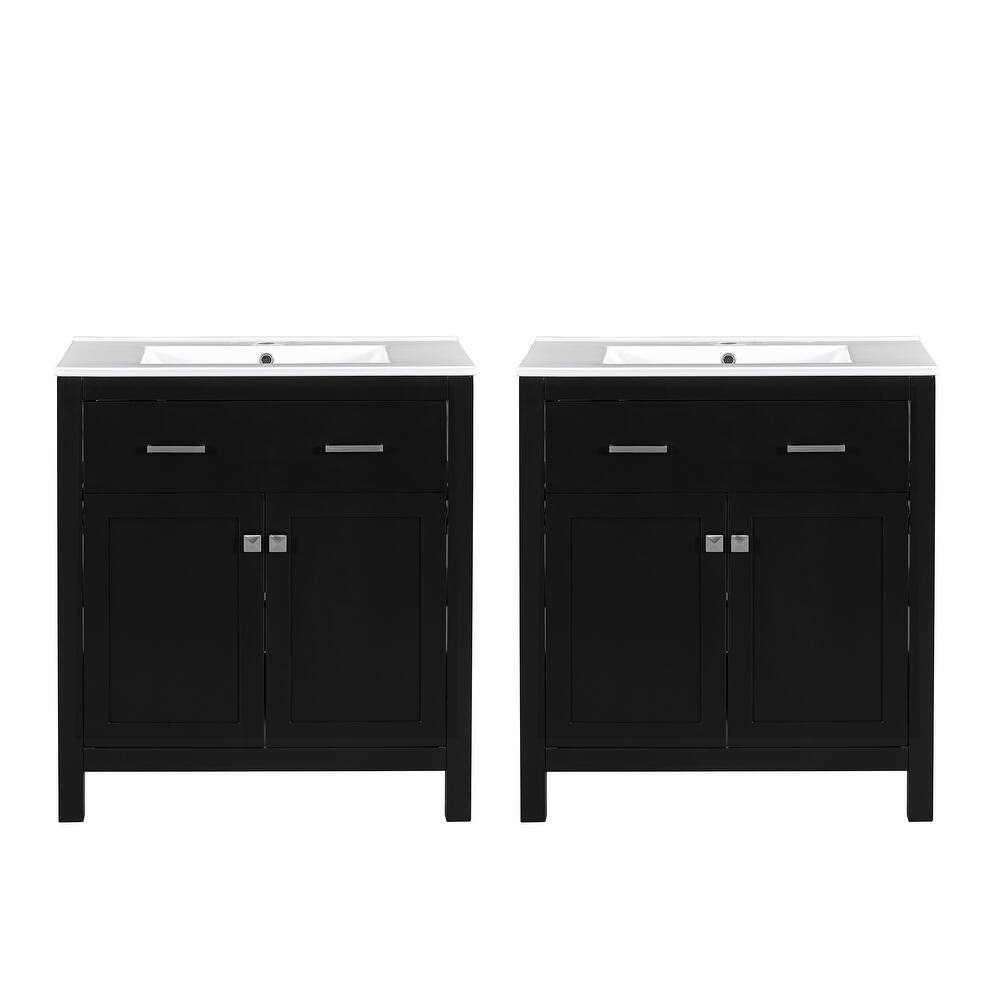 60" Modern Bathroom Vanity Set with Double Vanities (Separate), Double Ceramic Sinks