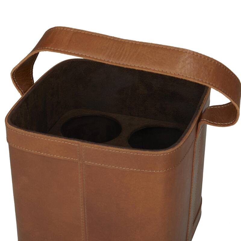 Black or Red Leather Handmade 4 Bottle Kitchen Wine Holder with Carrying Handle
