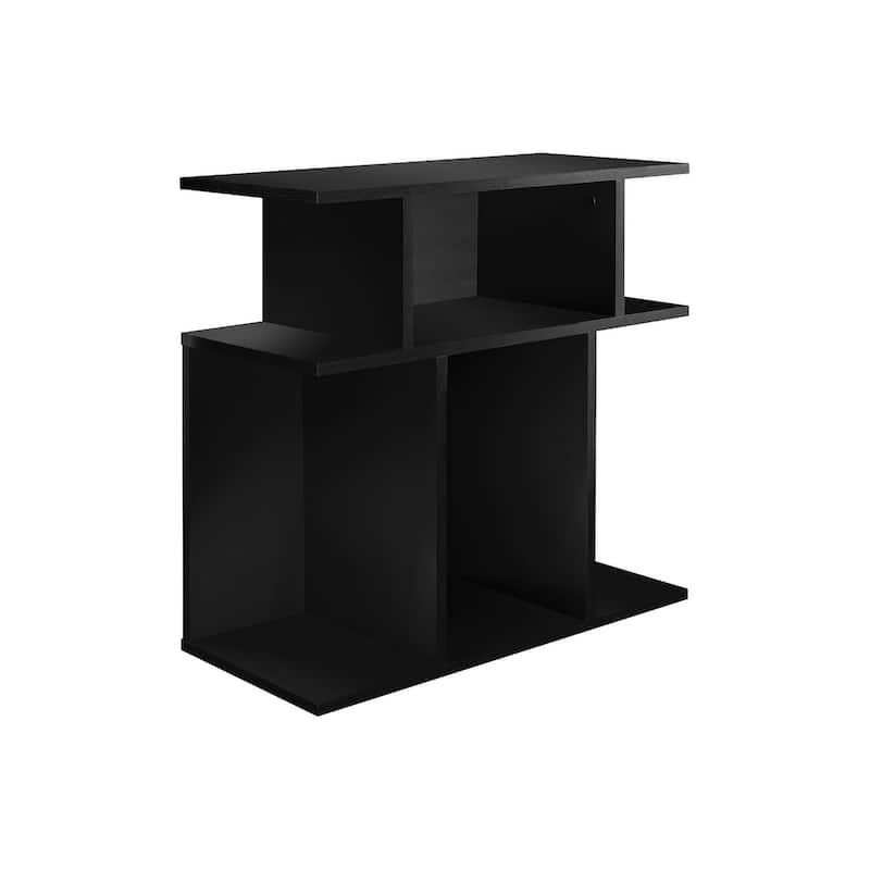 HomeRoots 24" Black Wood End Table With Six Open Shelves - 11.75