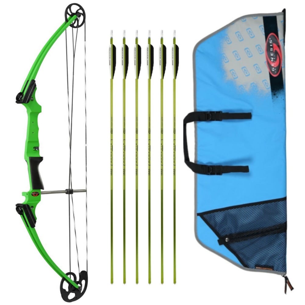 Genesis Archery Original Bow (RH, Green) with 6 NASP Arrows and