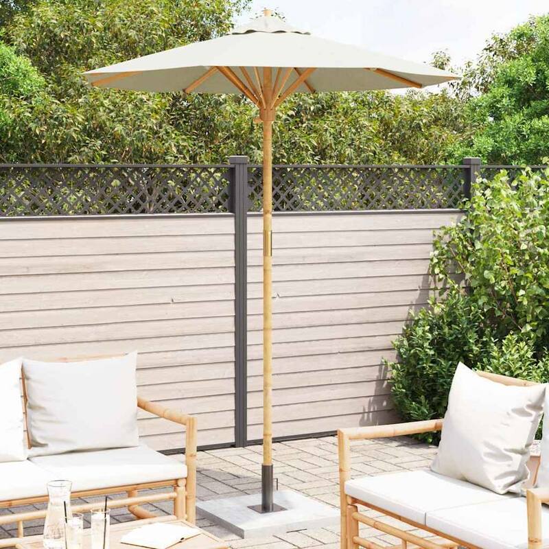 vidaXL Garden Parasol Cream White Ø 270 x 260 cm Bamboo - 70.87 x 70.87 x 90.55 in