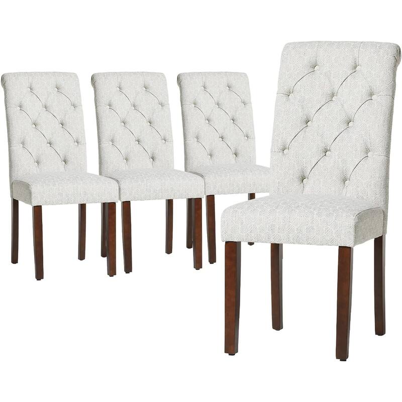 Tufted Parsons Upholstered Dining Side Chairs with Solid Wood Legs and Padded Seat