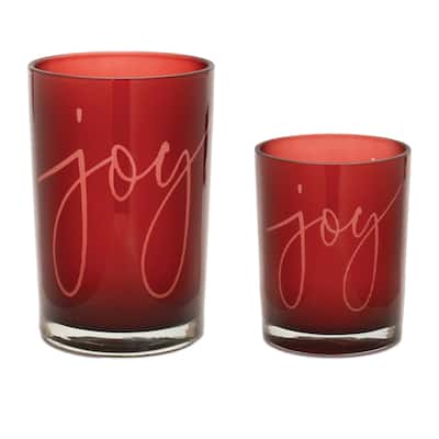 Joy Glass Votive Holder (Set of 2) - N/A