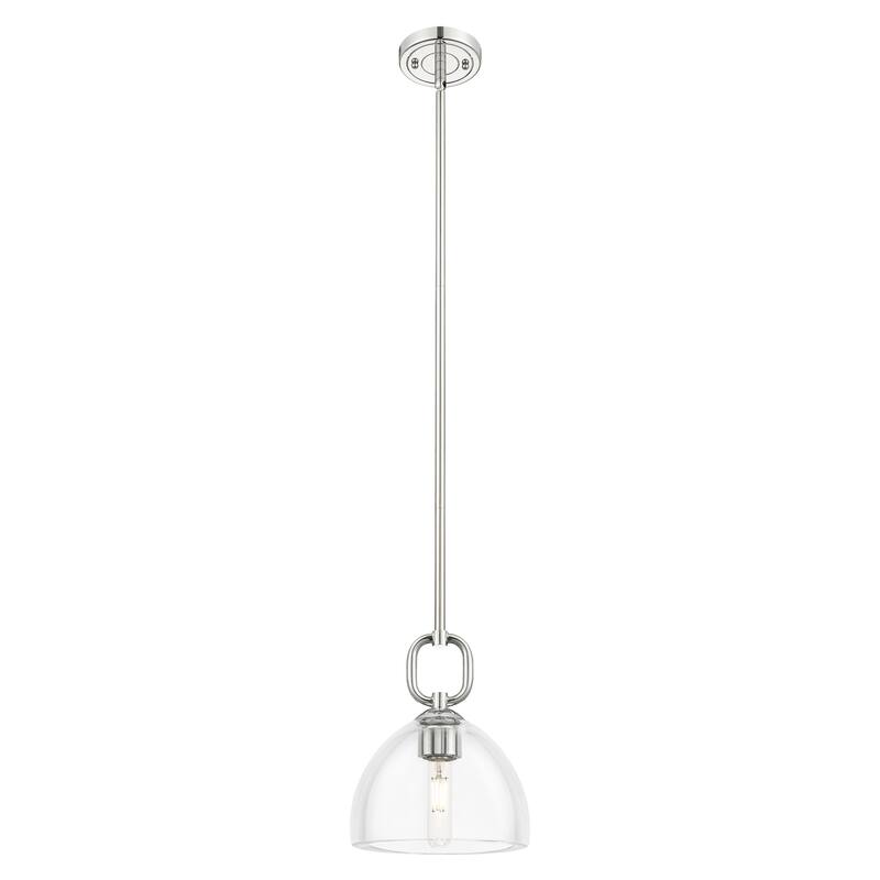 Innovations Lighting Downtown Urban - Hudson - 1 Light 8" Stem Hung Mini Pendant with Dome Shade - Clear Shade/Polished Nickel