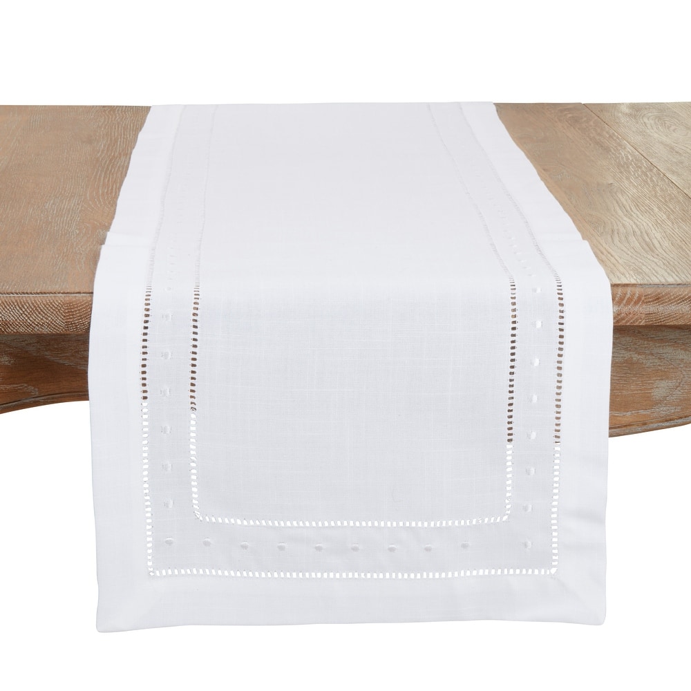 Classic Hemstitch with Embroidered Border Table Runner