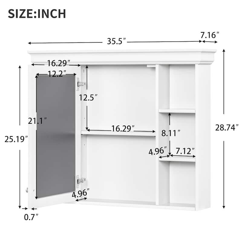36'' Bathroom Vanity with Top Sink, Freestanding Vanity Set with Mirror Cabinet