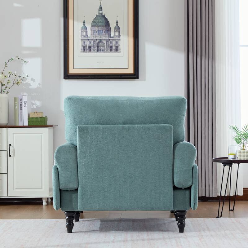 Chenille Fabric Chaise Lounge Arm Chair, Single Sofa Chair Sleeper Recliner