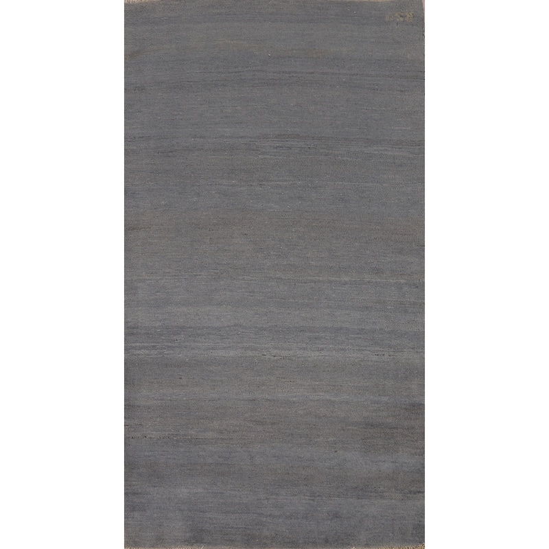 Gray Blue Gabbeh Oriental Foyer Rug Hand-Knotted Wool Carpet - 3'4"x 6'5"