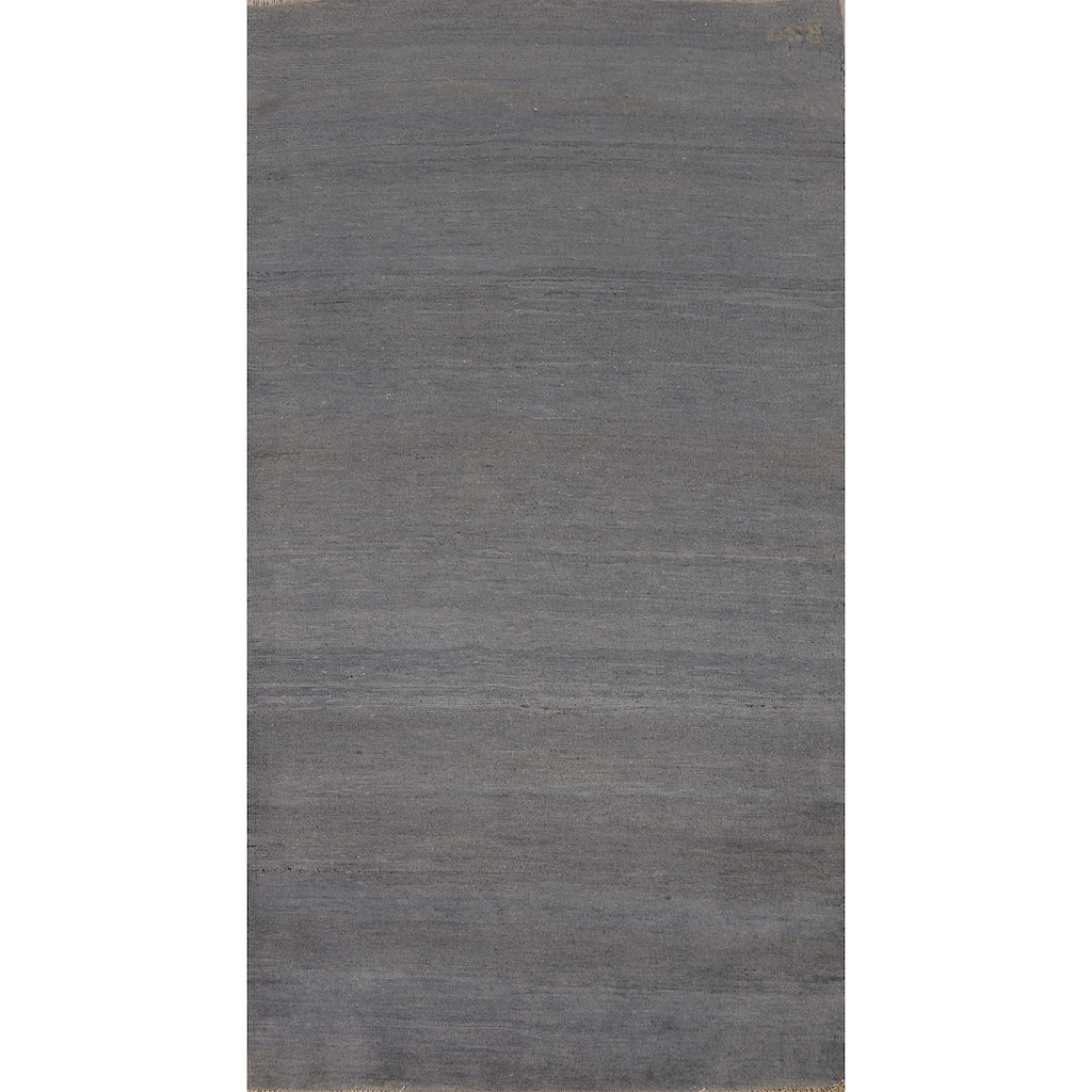 Gray Blue Gabbeh Oriental Foyer Rug Hand-Knotted Wool Carpet - 3'4"x 6'5"