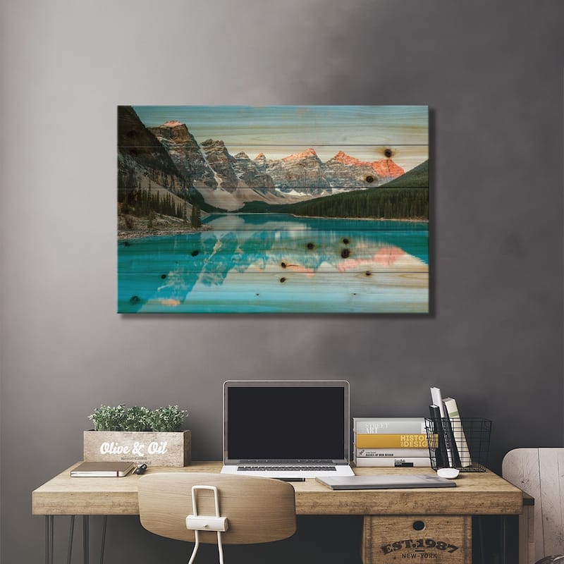 Sunrise At Moraine Lake Print On Wood by Matteo Colombo - Multi-Color