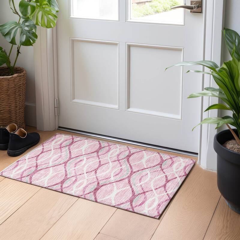 Premium Washable Super Soft Contemporary Dickerson Mayfield Rug - Pink - 1' 8" x 2' 6"