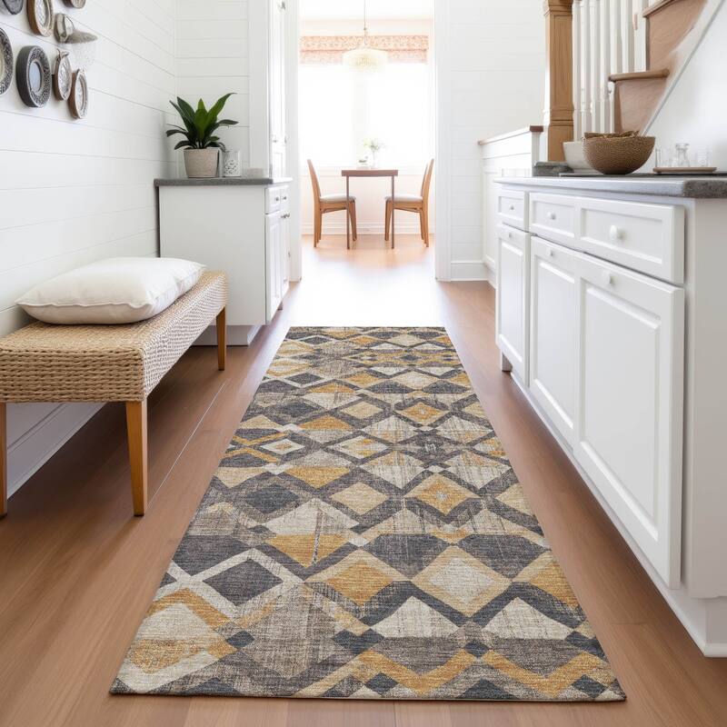 Premium Washable Super Soft Boho Geo Mayfield Rug - Wheat - 2'3" x 7'6"