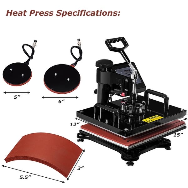 Costway 6 in 1 Heat Press Machine Digital Transfer Sublimation T-Shirt