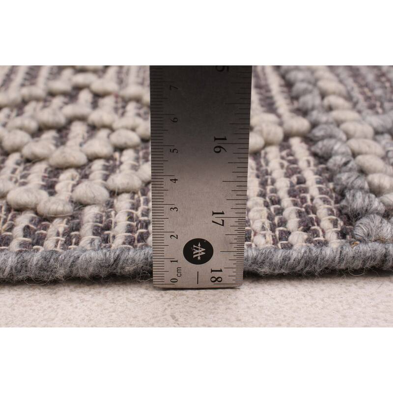 ECARPETGALLERY Braid weave Sienna Grey Wool Rug - 2'8 x 10'5