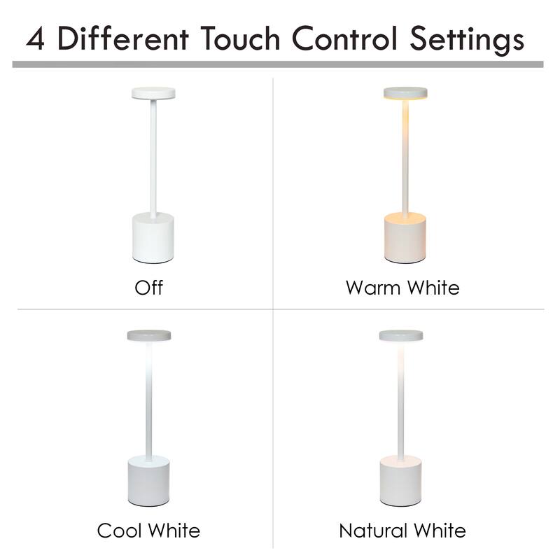 LED Mushroom Disc Touch Sensor Rechargeable Desk Lamp - 12.75" - White