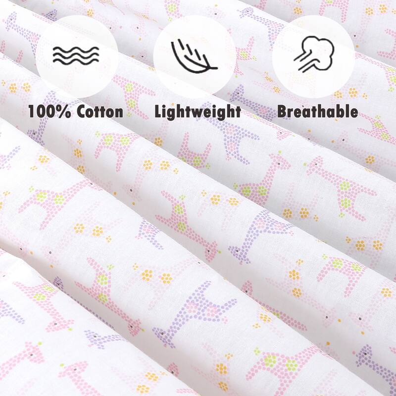 Princess Flower Butterfly Ladybug Animals Dot Girls Pink Purple Cotton Toddler/Baby Crib Child Fitted Sheet Set (Pack of 3)