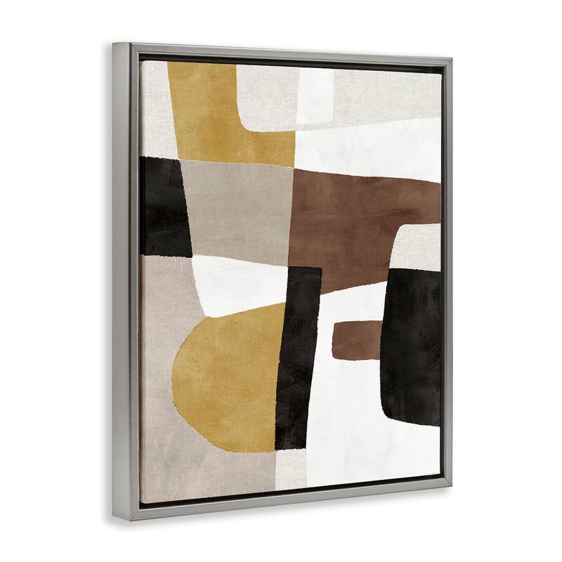 Stupell Abstract Shapes in Earth Tones Framed Floater Canvas Wall Art Design By Amber Sterling